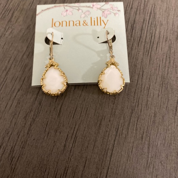 Lonna and Lilly Women's Gold-Tone Stone Drop Earrings - Picture 2 of 2